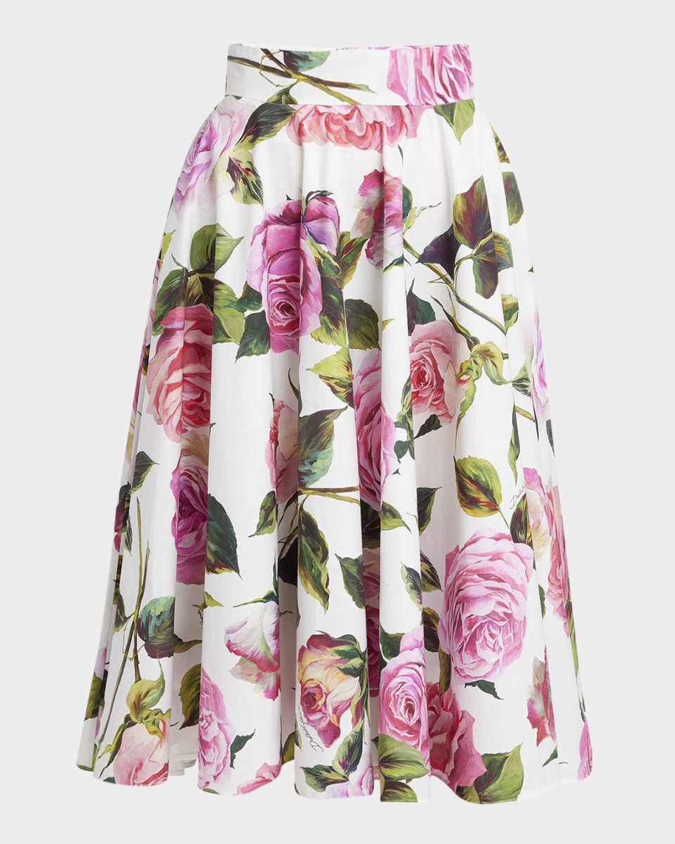 Rose Flare Midi Skirt